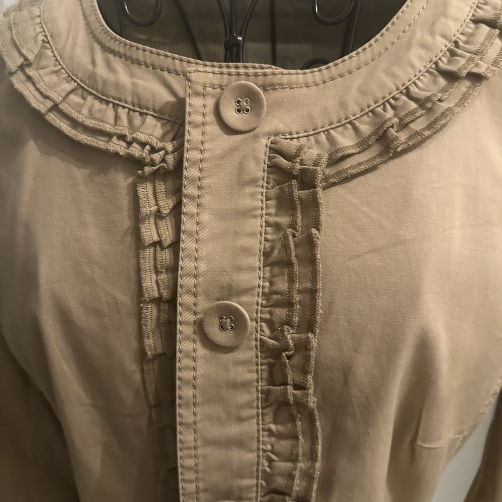 Loft Women's Tan Ruffle Jacket - Picture 2 of 2